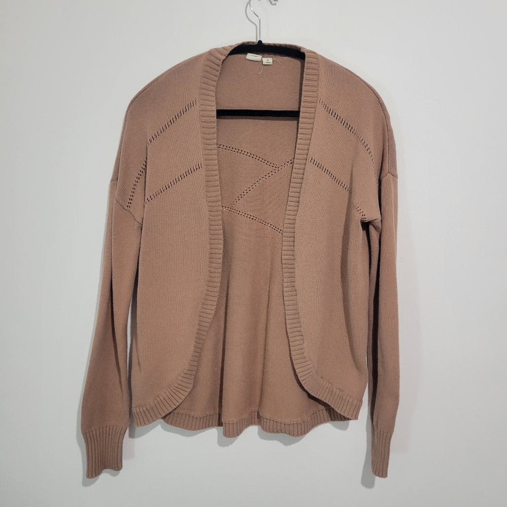 TENTREE WOMEN'S ANOBA CARDIGAN BEIGE TAN 100% COTTON